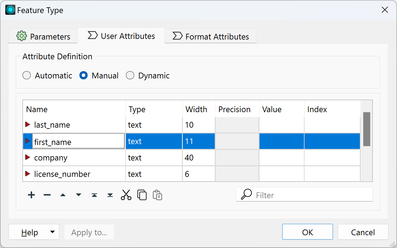 Editing attribute names